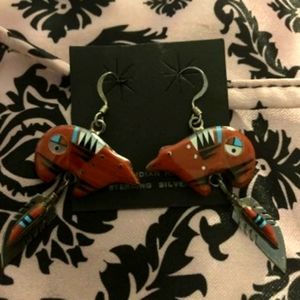 Indian Sterling Silver Bear Earrings